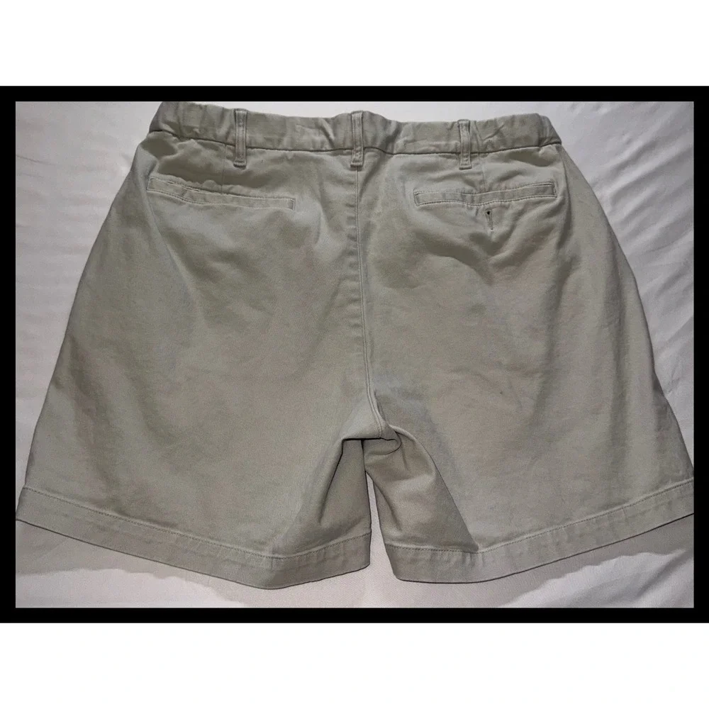 Lands' End Chino Shorts Mens 36 Beige Traditional Fit Cotton Blend Casual